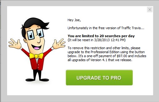 Traffic Travis FREE software limitation search