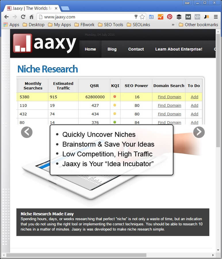 jaaxy niche research